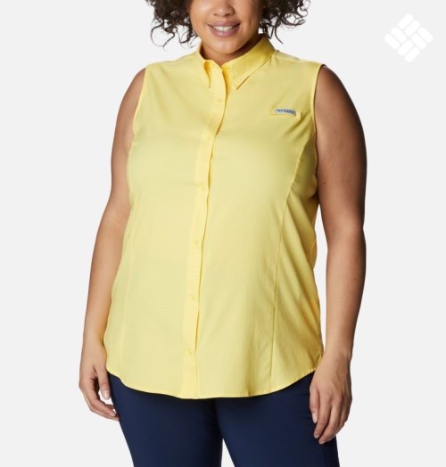 Women's Columbia PFG Tamiami Sleeveless Shirts Yellow | Plus Size CA-TA835